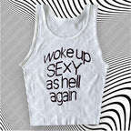 Aesthetic Emo Girls Fashion Sexy Streetwear Y2K Style Clothing Womens Punk Gothic 2000s Tops Harajuku sleeveless Crop Tops Print