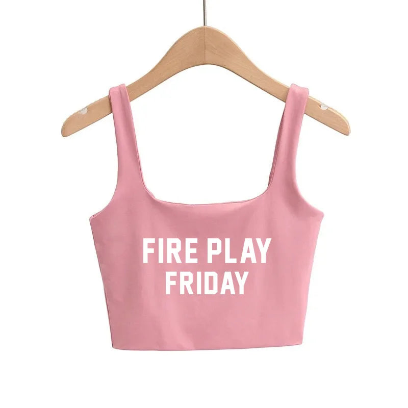 Days of Week Sexy Hot Pink Clothing for Women Girls Slim Top Camis Ladies Sleeveless Double Layer Tanks Good Quality Female Tops