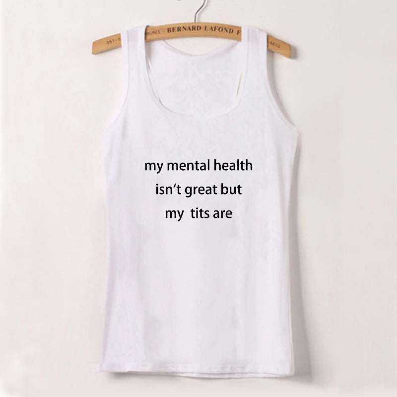 Letter Print Y2k Style Crop Tops Sleeveless Harajuku Streetwear Summer Women Aesthetic Tank Top 2000s Vintage Spaghetti Camisole