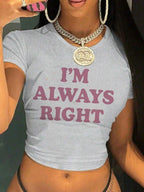 2026 90s Chic Cropped Fashion Print Crew Neck T-shirt Y2K Short Sleeve Tight Fit Crop Top Spring Summer Women's Clothing