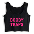 Booby Traps Design Cotton Sexy Fit Crop Top Hotwife Humor Fun Flirting Style Tank Tops Women's Leisure Breathable Camisole