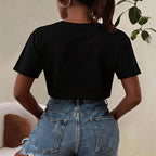 2000s Grunge Gothic Clothes Harajuku Women Cropped Tops Your Dad Is My Cardio Funny Baby Tee College Fashion T Shirt Party Top