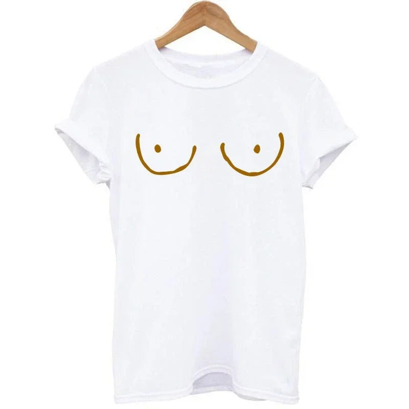 Casual TITTIES BOOBS BOOBIES Print Short Sleeve T-shirt Funny t shirts Women Leisure Streetwear tshirt Camisas Mujer