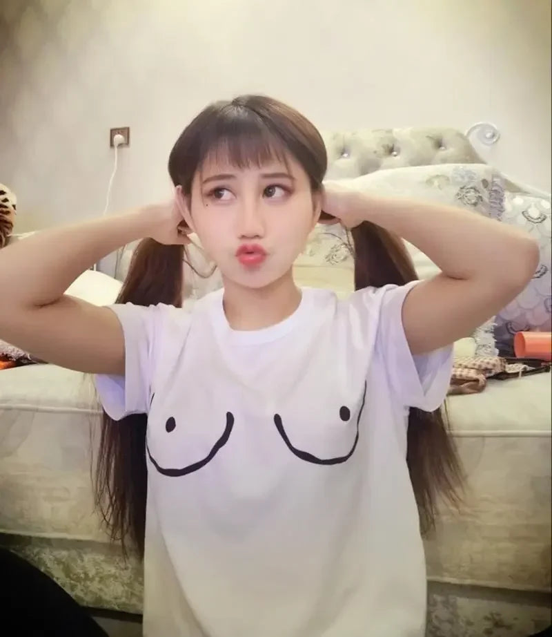 Casual TITTIES BOOBS BOOBIES Print Short Sleeve T-shirt Funny t shirts Women Leisure Streetwear tshirt Camisas Mujer
