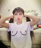 Casual TITTIES BOOBS BOOBIES Print Short Sleeve T-shirt Funny t shirts Women Leisure Streetwear tshirt Camisas Mujer