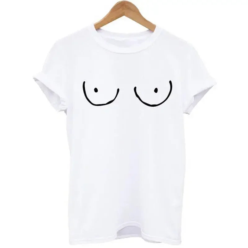 Casual TITTIES BOOBS BOOBIES Print Short Sleeve T-shirt Funny t shirts Women Leisure Streetwear tshirt Camisas Mujer