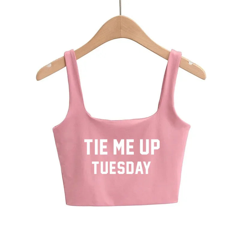 Days of Week Sexy Hot Pink Clothing for Women Girls Slim Top Camis Ladies Sleeveless Double Layer Tanks Good Quality Female Tops