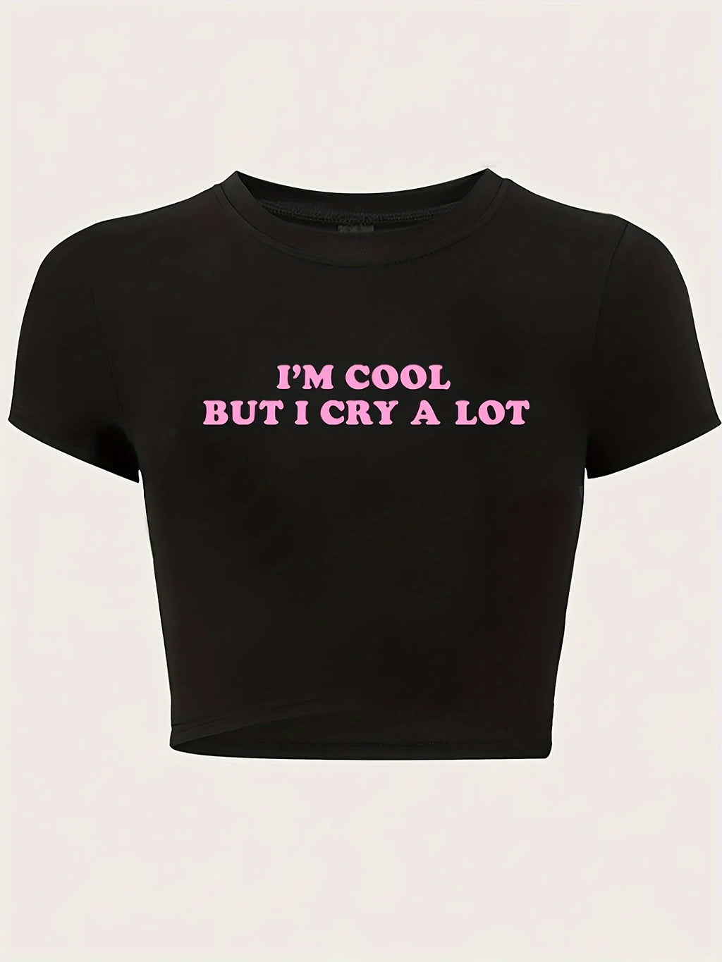 I'm Cool Print Crew Neck T-Shirt Casual Short Sleeve Top for Spring & Summer Women's Clothing