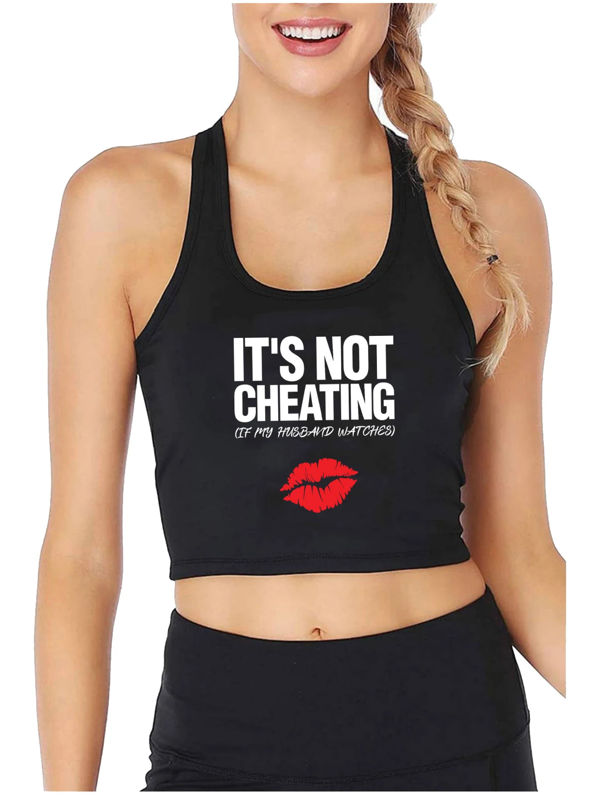 It's Not Cheating If My Man Watches Design Sexy Slim Crop Top Hotwife Emo Aesthetic Grunge Tank Tops Swinger Harajuku Camisole