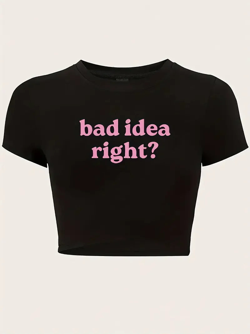 Fashion Cropped Letter Print Crop Top Slim T Shirt Y2K Short Sleeve T-Shirt Spring Summer Women's Clothing Sexy Shirt