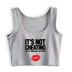 It's Not Cheating If My Man Watches Design Sexy Slim Crop Top Hotwife Emo Aesthetic Grunge Tank Tops Swinger Harajuku Camisole