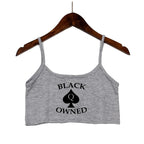 New BLACK Spades OWNED Women's Crop Top Summer Sexy Elastic Cotton Camis Sleeveless Short Tank Top Bar Hot Tops for Women