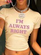 2026 90s Chic Cropped Fashion Print Crew Neck T-shirt Y2K Short Sleeve Tight Fit Crop Top Spring Summer Women's Clothing
