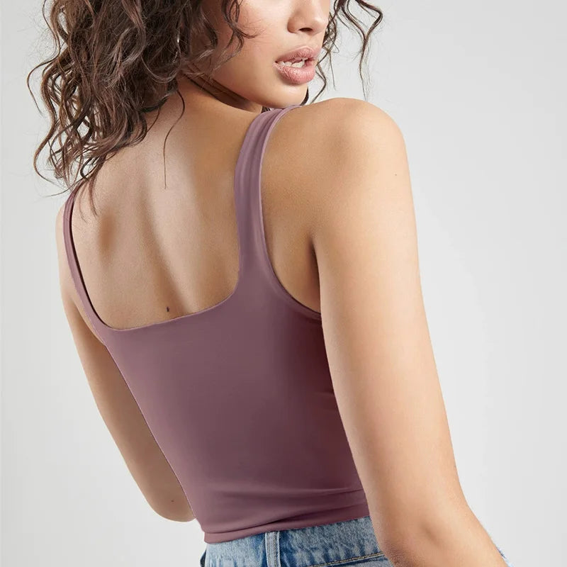 FREE USE WEEKEND Sexy Clothing for Women Cute Tanks Fashion Girl Lovely Slim Top Camis Sleeveless Double Layer Good Quality Tops