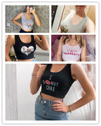 Just Ask Design Cotton Sexy Slim Fit Crop Top Hotwife Humor Fun Flirting Style Tank Top Swing Queen Naughty Training Camisole