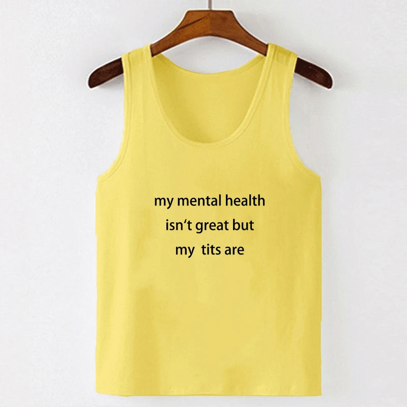 Letter Print Y2k Style Crop Tops Sleeveless Harajuku Streetwear Summer Women Aesthetic Tank Top 2000s Vintage Spaghetti Camisole