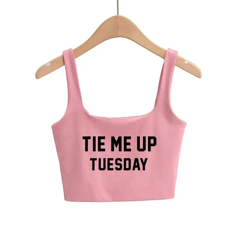 Days of Week Sexy Hot Pink Clothing for Women Girls Slim Top Camis Ladies Sleeveless Double Layer Tanks Good Quality Female Tops