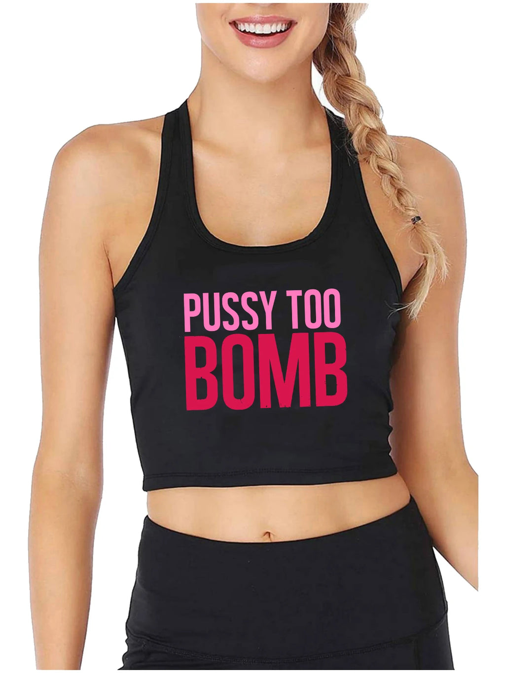 Pussy Too Design Cotton Sexy Slim Fit Crop Top Hotwife Humor Fun Flirting Style Tank Tops Swinger Naughty Camisole