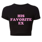 2000s Grunge Goth Clothes Y2k Summer Fashion Crop Top Funny His Favorite Ex Girlfriend Women T Shirt Harajuku Kawaii  Tee