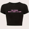 I'm Cool Print Crew Neck T-Shirt Casual Short Sleeve Top for Spring & Summer Women's Clothing