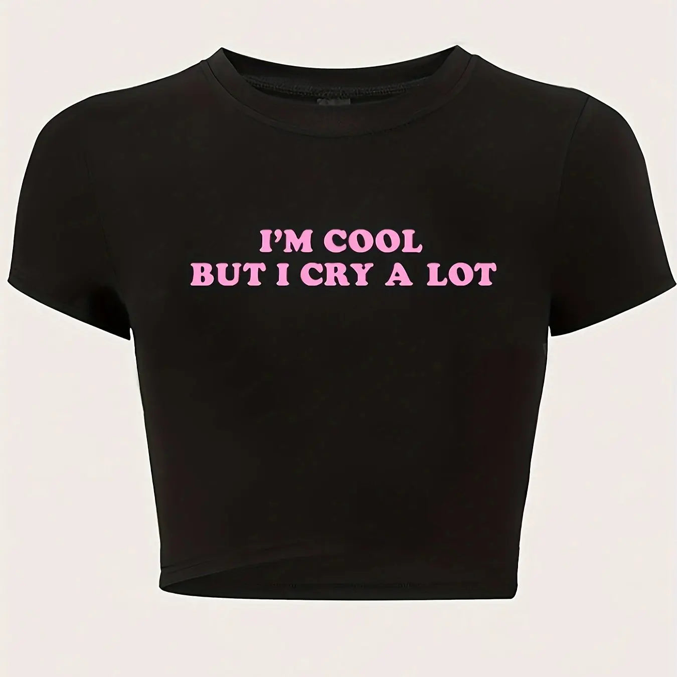 I'm Cool Print Crew Neck T-Shirt Casual Short Sleeve Top for Spring & Summer Women's Clothing