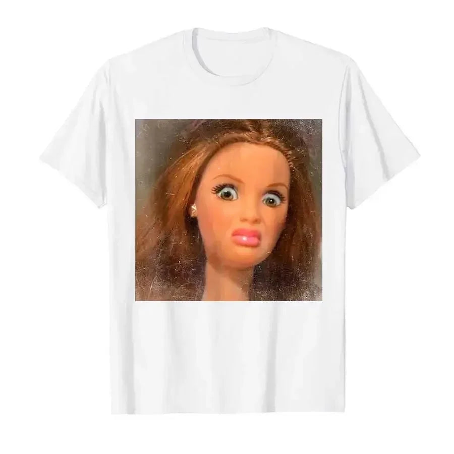 Funny Disgusting Doll Face Meme T-shirt for Men Women T Shirts Short Sleeve Tops  Casual Shirts for Women
