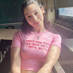 Women Vintage Retro embroidery Print T Shirt Women 2000s Slim Crop Top Sexy Short Sleeve T-shirt Grunge Tee Korean Style Pullove