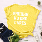 No One Cares Print Women T Shirt Short Sleeve O Neck Loose Women Tshirt Ladies Tee Shirt Tops Clothes Camisetas Mujer