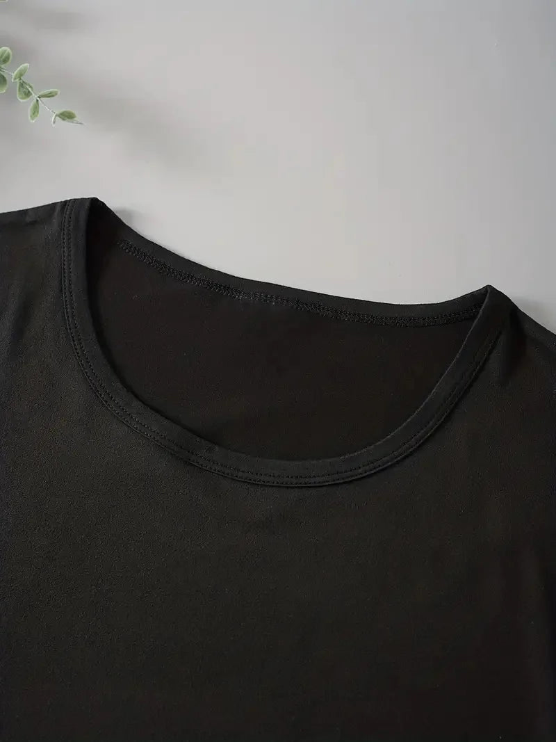 Baddie Print Crew Neck T-shirt, Casual Short Sleeve Drop Shoulder Top, Women's Clothing