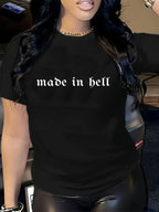 Made In Hell Women's Tee - Gothic Graphic, Casual Edgy Grunge Top