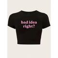 Fashion Cropped Letter Print Crop Top Slim T Shirt Y2K Short Sleeve T-Shirt Spring Summer Women's Clothing Sexy Shirt