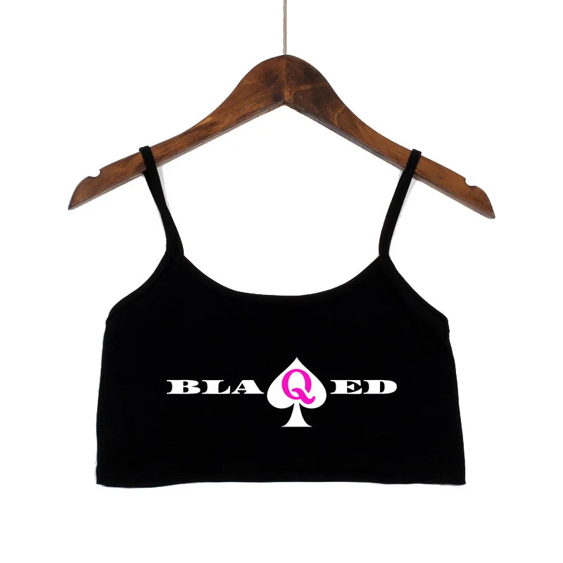 New BLACK Spades OWNED Women's Crop Top Summer Sexy Elastic Cotton Camis Sleeveless Short Tank Top Bar Hot Tops for Women