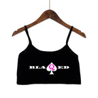New BLACK Spades OWNED Women's Crop Top Summer Sexy Elastic Cotton Camis Sleeveless Short Tank Top Bar Hot Tops for Women