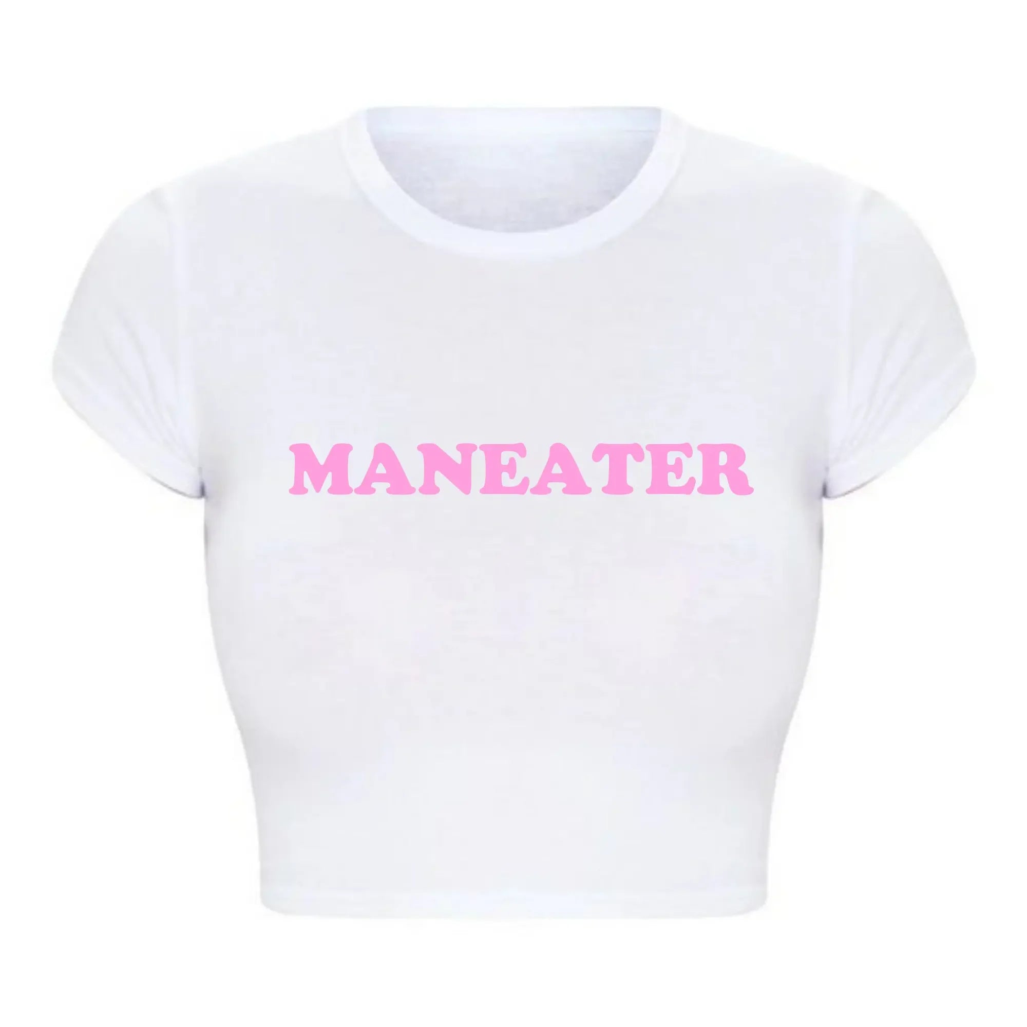 Maneater Funny Tv Shows Women Y2k T Shirts Vintage Crop Top Harajuku Baby Tee 2000s Grunge Goth Clothes  Kawaii Tshirt Femme