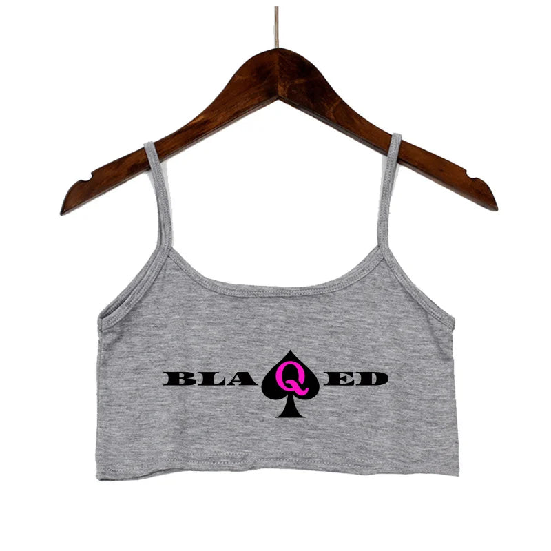 New BLACK Spades OWNED Women's Crop Top Summer Sexy Elastic Cotton Camis Sleeveless Short Tank Top Bar Hot Tops for Women