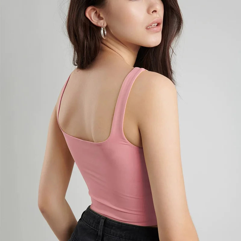 FREE USE WEEKEND Sexy Clothing for Women Cute Tanks Fashion Girl Lovely Slim Top Camis Sleeveless Double Layer Good Quality Tops