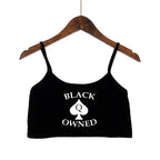 New BLACK Spades OWNED Women's Crop Top Summer Sexy Elastic Cotton Camis Sleeveless Short Tank Top Bar Hot Tops for Women
