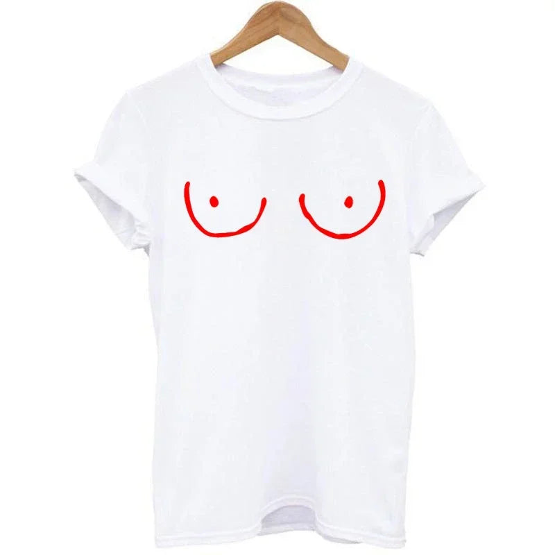 Casual TITTIES BOOBS BOOBIES Print Short Sleeve T-shirt Funny t shirts Women Leisure Streetwear tshirt Camisas Mujer