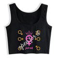 Just Ask Design Cotton Sexy Slim Fit Crop Top Hotwife Humor Fun Flirting Style Tank Top Swing Queen Naughty Training Camisole