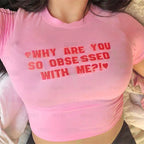 Women Vintage Retro embroidery Print T Shirt Women 2000s Slim Crop Top Sexy Short Sleeve T-shirt Grunge Tee Korean Style Pullove