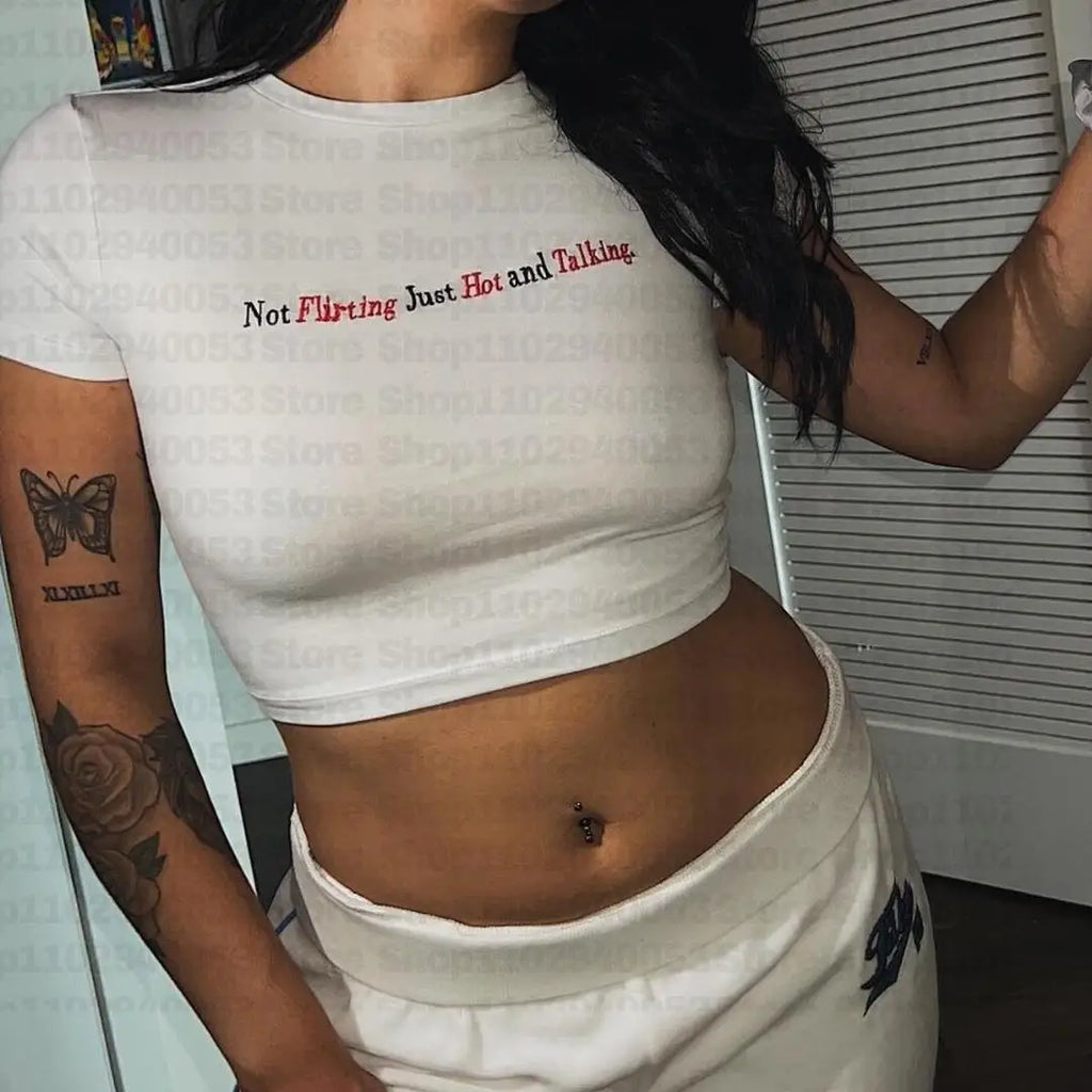 Wild Short Sleeve t-shirt Women American Vintage Spice Girls Slim Short Tops Female Y2K Clothes Star Tops Women Tshirt Harajuku