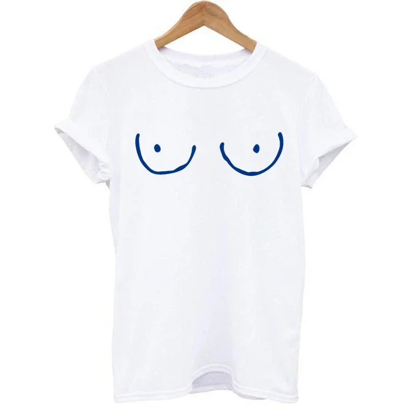 Casual TITTIES BOOBS BOOBIES Print Short Sleeve T-shirt Funny t shirts Women Leisure Streetwear tshirt Camisas Mujer