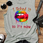 Women's Summer Colorful Lips Letter Print Loose Large Breathable and Comfortable Sleeveless Tank Top T-shirt