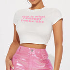 Personality Women's Clothing Fashion Summer Y2K Streetwear Casual Vintage Sexy Letter T-shirt Short Sleeved Crop Top Baby Tees