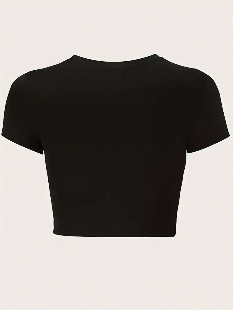 Fashion Cropped Letter Print Crop Top Slim T Shirt Y2K Short Sleeve T-Shirt Spring Summer Women's Clothing Sexy Shirt