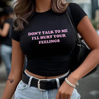 Hot Letter Print Short Sleeve Crop Tops for Woman Graphic Y2k Tshirt Women's Spring Summer Crew Neck Cropped T Shirt Clothes