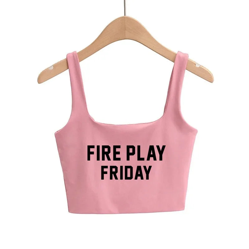 Days of Week Sexy Hot Pink Clothing for Women Girls Slim Top Camis Ladies Sleeveless Double Layer Tanks Good Quality Female Tops