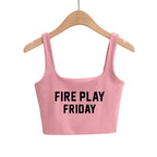 Days of Week Sexy Hot Pink Clothing for Women Girls Slim Top Camis Ladies Sleeveless Double Layer Tanks Good Quality Female Tops