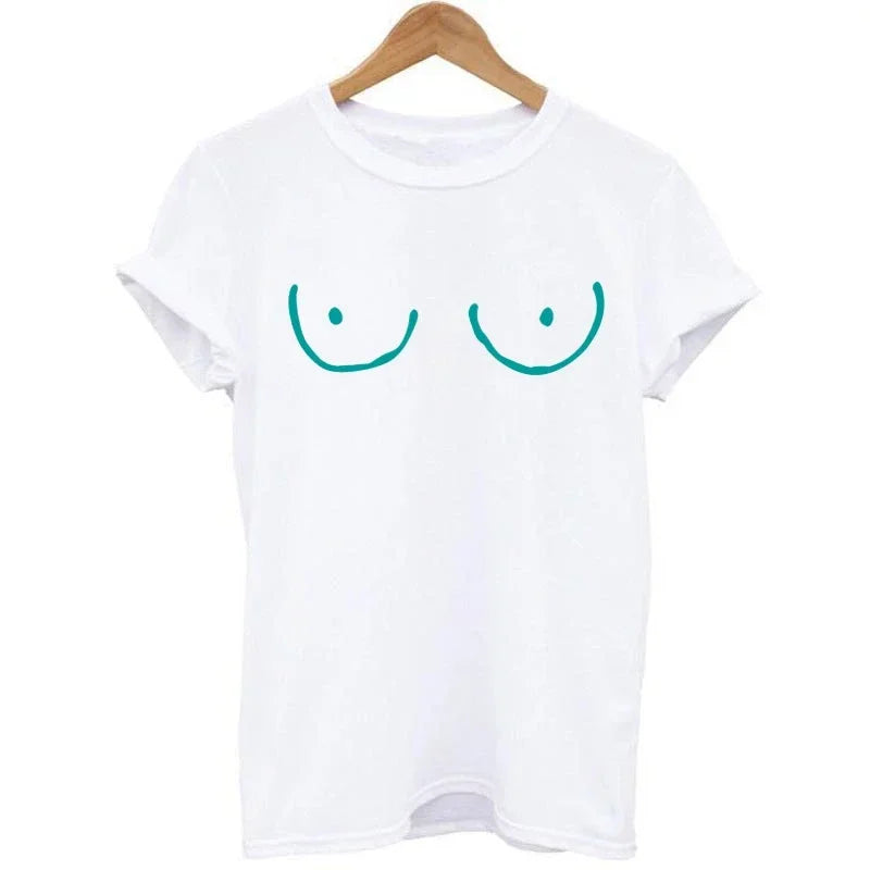 Casual TITTIES BOOBS BOOBIES Print Short Sleeve T-shirt Funny t shirts Women Leisure Streetwear tshirt Camisas Mujer