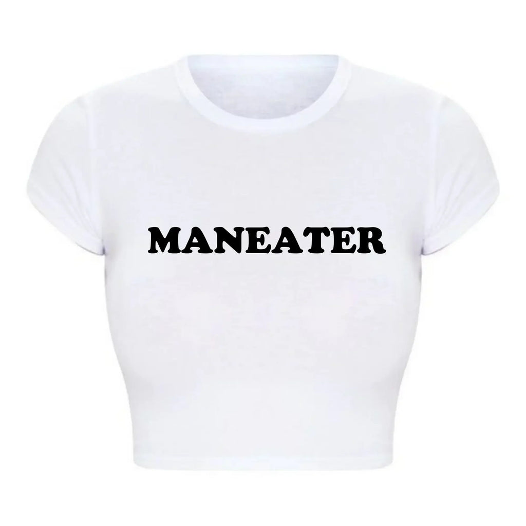 Maneater Funny Tv Shows Women Y2k T Shirts Vintage Crop Top Harajuku Baby Tee 2000s Grunge Goth Clothes  Kawaii Tshirt Femme
